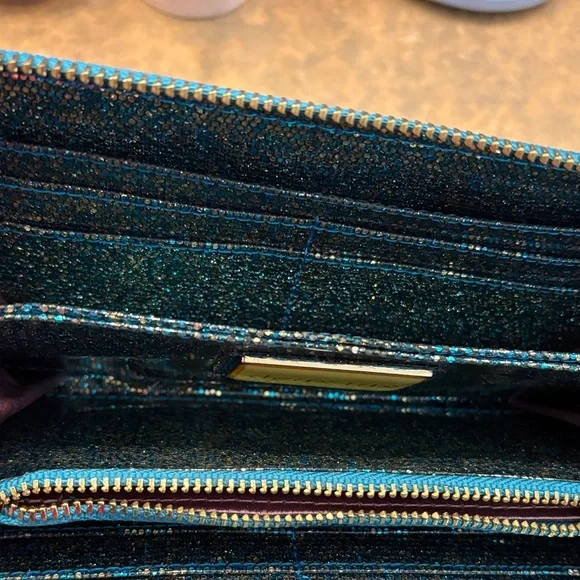 Deux Lux Blue Glitter and Iridescent Heart Wallet - Picture 6 of 10